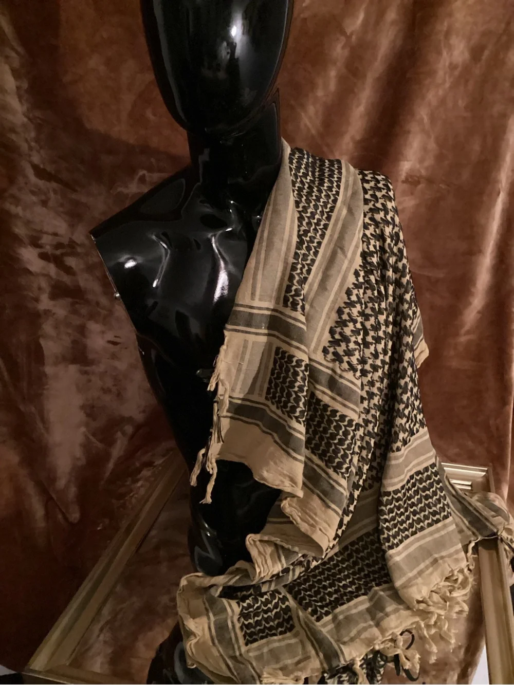 Classic Black and Tan Keffiyeh Scarf